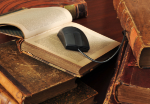 old books and mouse